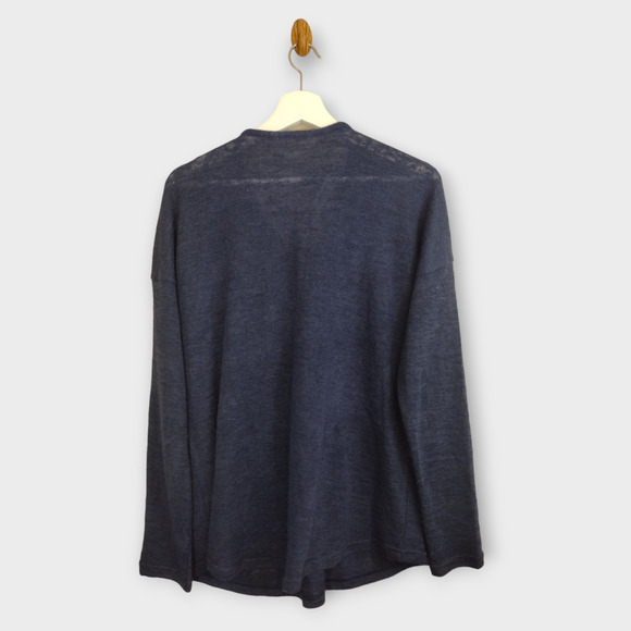 Soft Surroundings Sweater Women Large Navy Valentina Zip Up Lightweight Pullover - Picture 2 of 5
